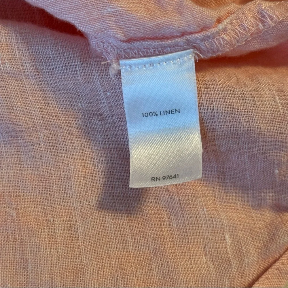 J Jill Love Linen Womens Size M Soft Pink Long Sleeve Button Up Tunic Blouse Top - Picture 6 of 9